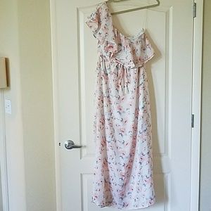 Floral one shoulder maxi dress